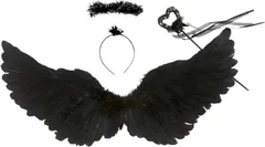 ZERONOWA 天使の羽 黒天使 黒い翼 コスチューム小物 小道具 仮装 コスプレ ハロウィン(ブラック)