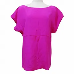 エスカーダ ESCADA ブラウス シルク100% フレンチスリーブ プルオーバー ボートネック 34 日本サイズM相当 ネオンピンク Xのサムネイル