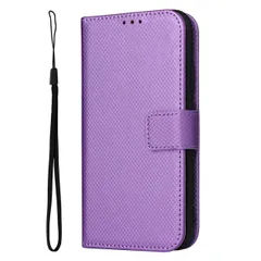 arrows We ケース 手帳 F-51B FCG01 アローズwe チェックレザー シンプル 手帳 ケース 【Color】 パープルのサムネイル