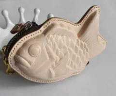 【受注販売】ハンドメイド　レザー　小物入れ　鯛