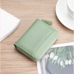 折り財布　ミニ財布 メンズ レディース 大容量コインケース 小銭入れ じゃばら カードケース　グリーン色