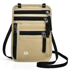 [ａｄｚｕ] パスポートケース 首下げ スキミング防止 セキュリティポーチ passport case シークレットポーチ 首掛け 海外旅行 薄型 (サンドベージュ) [サンドベージュ]