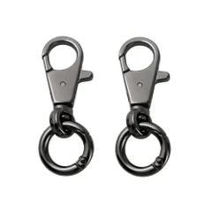 【特価セール】キーホルダーパーツ アクセサリーパーツ シルバー 手作り キーリング パーツ 手芸用品 金具 ジュエリー 回転フック キーホルダー 素材 二重リング DIY材料 ナスカン 2個セット 丸カン付き [FUSSED]