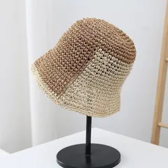 バケットハット 春夏 レディース 帽子 ハット バイカラー バケハ 深め おしゃれ 可愛い 小顔 紫外線 日焼け防止 UV対策 涼しい アウトドア 韓国 クロシェハット 麦わら帽子 茶色 ブラウン