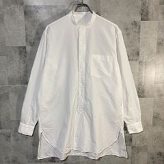 日本製 COMOLI コモリ 長袖 バンドカラー ロング シャツ ホワイト 2