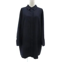 アンタイトル UNTITLED シャツワンピース ミニ丈 長袖 無地 大きいサイズ 48 5L 紺 ネイビー /YS11