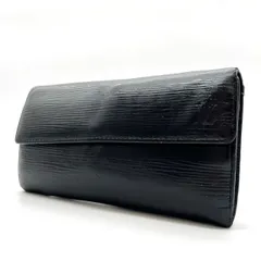 【良品】 LOUIS VUITTON ルイヴィトン 長財布 ロングウォレット エピ 三つ折り財布 ブラック 黒色 レザー 革 ユニセックス 男女兼用 メンズ レディース