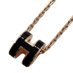 エルメス(HERMES) ポップアッシュ ミニ ネックレス 黒 ラッカーメタル ピンクゴールド金具 新品 レディース ネックレス