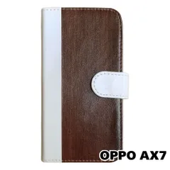 【新品未使用】 OPPO AX7 手帳型スマホ ケース 木目柄 (手帳ホワイト×ウォールナット調) 木目調 ウッド シンプル おしゃれ カード収納 PUレザー flip2-ax7-wh-20070のサムネイル
