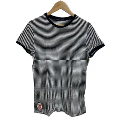 新品同様 ラルフローレン RALPH LAUREN リンガーボーダーTシャツ ネイビー サイズL ホワイト ネイビー レディース 古着 中古 USED