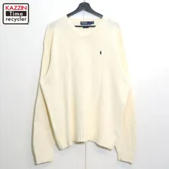 90s vintage RALPH LAUREN Vネック コットン ニットセーター メンズ 表記XLサイズ
