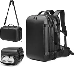 SUNOGE リュック リュックサック メンズ バックパック ビジネスリュック 大容量 真空圧縮 40L PCラップトップバッグ 16インチ 防水 盗難防止 USB充電ポート付(4.ブラック 真空圧縮機能付)