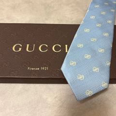美品 GUCCI グッチ シルク 100％ 水色 ライトブルー ＧＧ柄 254-658