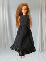27cmドール用ノースリーブワンピース＆アクセサリーセット　黒　ブラック　フォーマル