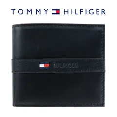 トミーヒルフィガー 財布 二つ折り TOMMY HILFIGER LANGER ランガー 31TL25X001 001 BLACK ブラック レザー 本革 ミニ財布 コンパクトウォレット 札入 小銭入れ