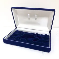 送料込み 外箱付き Lネイビー パールアクセサリーケース ネックレス＋ピアスイヤリング収納