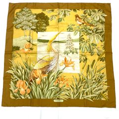 美品 Salvatore Ferragamo フェラガモ 花柄 シルク スカーフ マルチ
