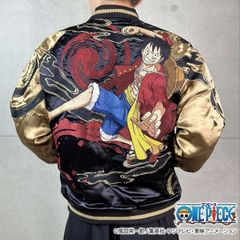 ONE PIECE刺繍スカジャン　ルフィ×レイリー　リバーシブル　　XL　黒 　Embroidered jumper(SUKAJYAN)