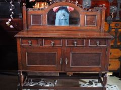 英国アンティークのミラーバックサイドボード 1910-20年代　古録展  送料無料　中古 品番S10558