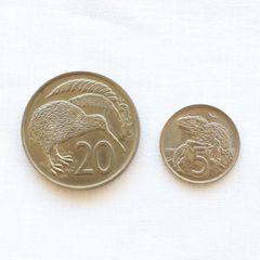 [KO]ニュージーランド 硬貨2枚　5cents 1971年　20cents 1977年　コイン　セント　外国銭