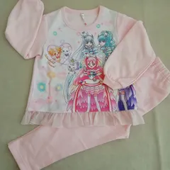 わんだふる ぷりきゅあ プリキュア　光る パジャマ 裏起毛 秋 冬 肌側綿100% あたたかい 【2734632Ａ】ピンク
