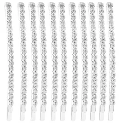 【人気商品】12個セット 前髪 ヘアクリップ ラインストーン スリーピン シルバー ヘアピン ぱっちん留め 女の子 Frcolor ヘアアクセサリー 髪飾り（シルバー）