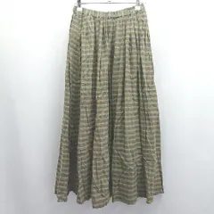 ◇ Θ◎●未使用● ehka sopo ウエストゴム チェック柄 ロング フレアー スカート サイズF グリーン系 レディース E  【1504240005089】