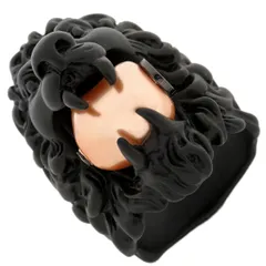 グッチ GUCCI リング 指輪 ライオンヘッド メタル フェイクパール ブラックXピンク #13 インターロッキングG  12号 【箱】【中古】