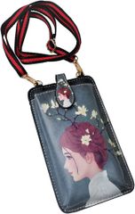 スマホ 携帯 ポーチ ショルダー 縦型 斜め掛け ストラップ 付き コンパクト( 花)