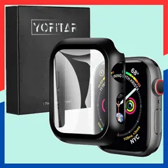 【数量限定】(44mm，ブラック) 傷防止 指紋防止 高透過率 耐衝撃 装着簡単 超薄型 全面保護 PC素材 一体型 ガラスフィルム アップルウォッチ保護カバー 2/Ultra/9/8/7/SE2/6/SE/5/4/3/2/1 Ultra Watch Watc