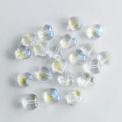 ガラスビーズ ハート型6mm 縦穴 20個入 クリアAB [№ 133CLAB] 小粒 小さめ 透明 オーロラ グラデーション アクセサリー ハンドメイド資材 パーツ屋