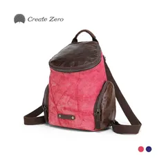 バックパック リュック レディース デイバッグ 帆布 キャンバス 2色 本革 シワ加工 おしゃれ かわいい A5サイズ Dバッグ ショルダー Create-zero  あす楽対応 ◇
