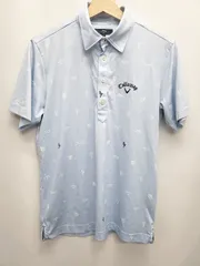 ◇ ⊂ Callaway キャロウェイ ゴルフウェア 総柄 半袖 ポロシャツ サイズM ライトブルー系 メンズ E  【1507100000217】