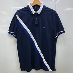 00's~TOMMY HILFIGER/00年代～トミーヒルフィガー CUSTOM  FIT 半袖 ポロシャツ ワンポイント刺繡 フィリピン製 メンズ L ネイビー