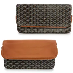 ゴヤール サン マリー MM クラッチ セカンドバッグ ポーチ PVCコーティングキャンバス シュヴロッシュカーフスキン レザー ブラック ナチュラル ブラウン シルバー金具 STMARIMMLTY01CL03P GOYARD（未使用　展示品）