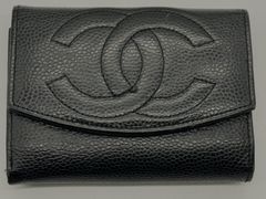 シャネル（CHANEL）キャビアスキン 3つ折り財布 ココマーク