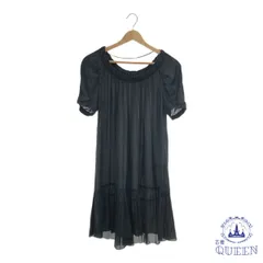 ☆美品☆ INED イネド ひざ丈ワンピース 半袖 クルーネック レース シンプル おしゃれ レディース ブラック 7 日本製 901-7014 送料無料 古着