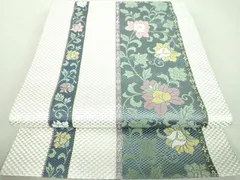 平和屋着物●本場筑前博多織　八寸名古屋帯　更紗花間道　金糸　正絹　逸品　未使用　DAAU5507ps
