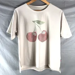 パーソンズ PERSON'S Tシャツ 半袖カットソー タグ付き チェリー柄 ラインストーン付き ベージュ Mサイズ 949882のサムネイル