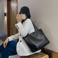 ★トートバッグ バッグ レディースバッグ かばん 大容量 PU カジュアル 通勤学　黒