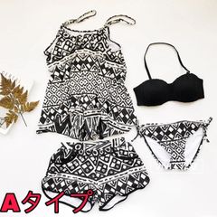 水着 レディース 体型カバー タンキニ ビキニ ショートパンツ 4点セット タンキニ水着 通販 人気 かわいい おしゃれ