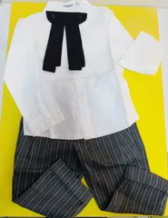 訳あり品　女の子キッズ　取り外し可能タイ付きブラウス、パンツ２点セット　110cm120cm