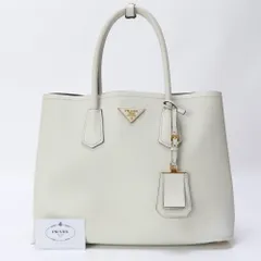 美品 プラダ ギャランティ付 B2756T サフィアーノ レザー ダブル トート バッグ 肩掛け ショルダー 通勤 A4 レディース MMM BR20-2【中古】