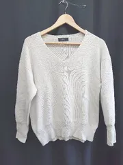 ◇ ⊇ green label relaxing Vネック コットン混 長袖 ニット カットソー ベージュ レディース E  【1505290031622】