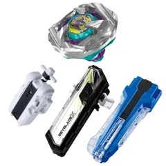 4種セット / ベイブレード X BX-45 サムライカリバー6-70M + BX-28 ストリングランチャー W.Ver. +BX-42 ラバーカスタムグリップ ブルーVer. + BX-09