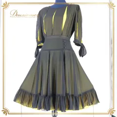 社交ダンス 衣装 ツーピース ワンピース ドレス 黒 黄色 上下セット レッスン 練習着 日本製 ブラック系 イエロー系 イベント 発表会 舞台 黒色 フリル レース スカート おしゃれ 大人用 女性用 練習 上下 セットアップ フォーマル レッスン用