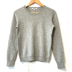 (^w^)b UNIQLO ユニクロ カシミヤ100% クルーネック セーター ニット 上質 上品 秋冬 長袖 トップス シンプル 無地 カジュアル 着心地抜群 グレー 灰色 レディース 女性 サイズ M