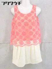 ◇ Another Edition 刺繍 切り替え ノースリーブ ミニ ワンピース ネオンピンク アイボリー系 レディース 【中古】 【1104200001627】