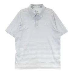 サイズ：XL UNDER ARMOUR アンダーアーマー  半袖ポロシャツ ボーダー柄 グレー系 [240101328894]# ゴルフウェア メンズ ストスト