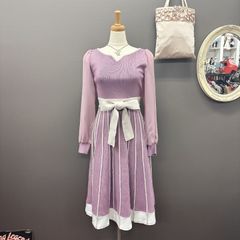 【MIIA】ニット×シフォンワンピース【古着】